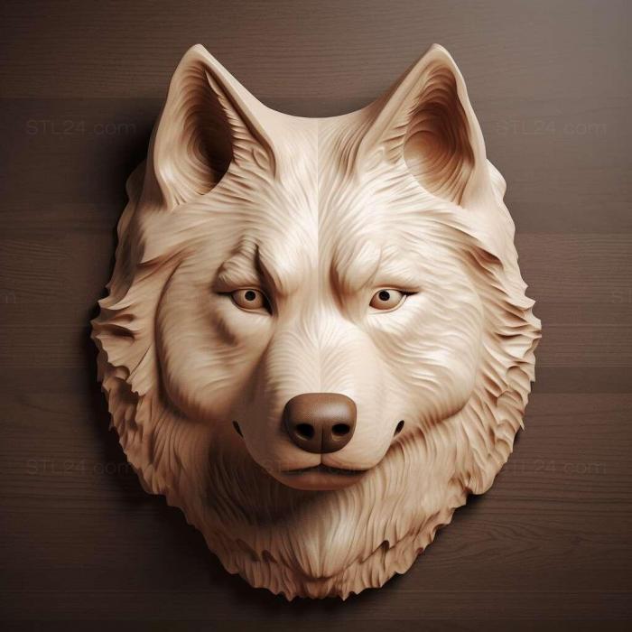 Природа и животные (Западно-Сибирская собака хаски 3, NATURE_2623) 3D модель для ЧПУ станка