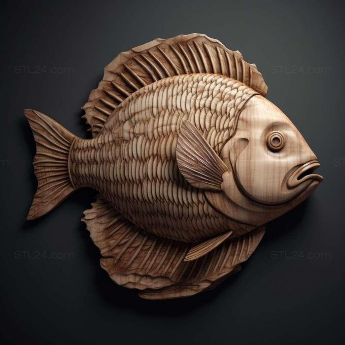 Nature and animals (st Lobed tsifotilapia zebra fish 4, NATURE_2676) 3D models for cnc