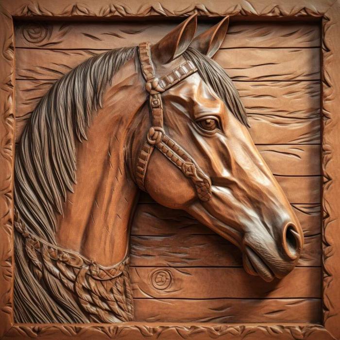 Природа и животные (Лошадь святого команча знаменитое животное 3, NATURE_2699) 3D модель для ЧПУ станка