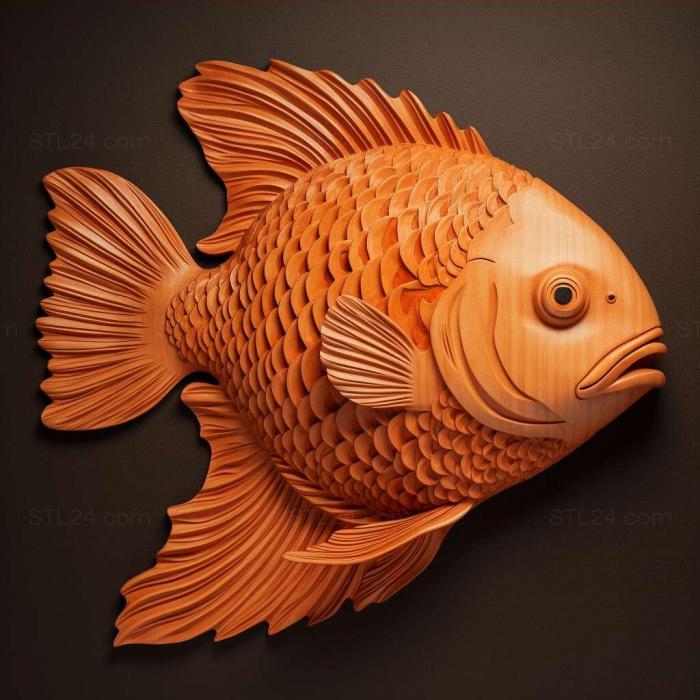 Рыба-амфиприон из красного апельсина 2