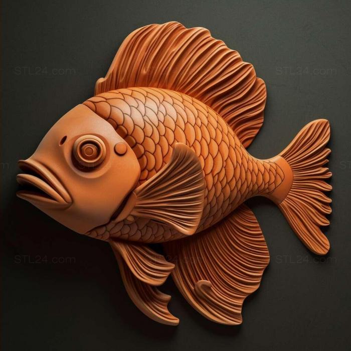 Природа и животные (Рыба-амфиприон из красного апельсина 3, NATURE_2743) 3D модель для ЧПУ станка
