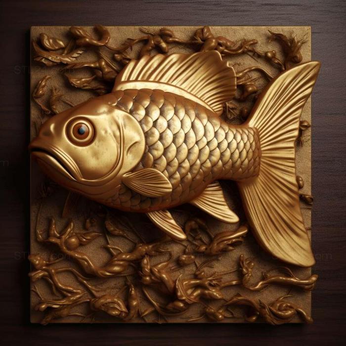 Природа и животные (Золотистая рыба стурисома 4, NATURE_2776) 3D модель для ЧПУ станка