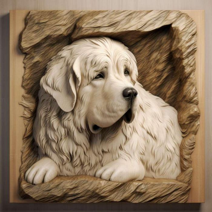 Nature and animals (Pyrenean Mountain dog 2, NATURE_2822) 3D models for cnc