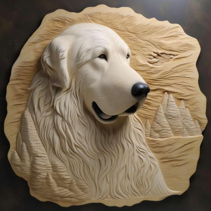 Nature and animals (Pyrenean Mountain dog 3, NATURE_2823) 3D models for cnc