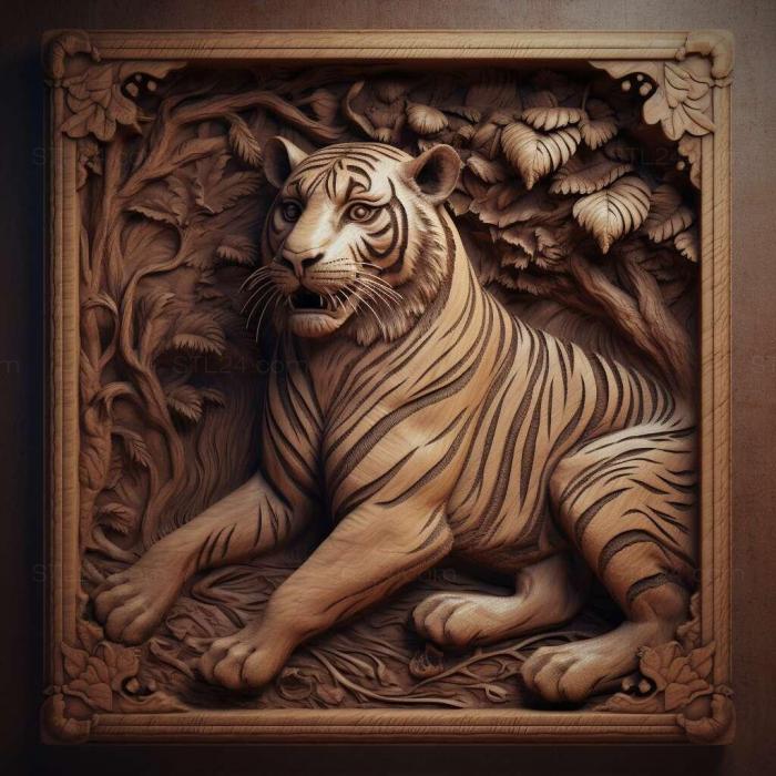 Природа и животные (Золушка тигрица знаменитое животное 1, NATURE_2853) 3D модель для ЧПУ станка