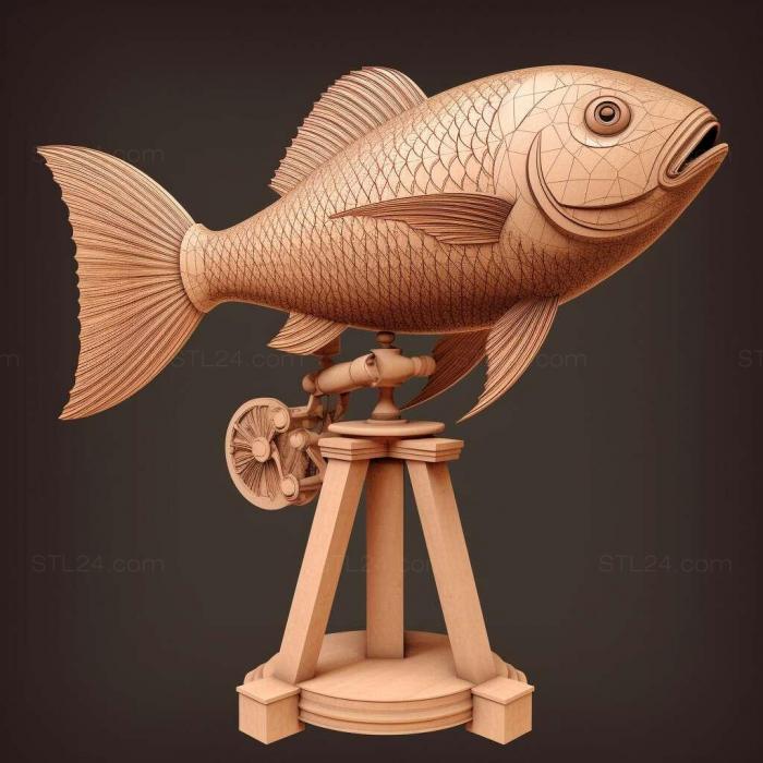 Nature and animals (st Voile telescope fish 1, NATURE_2901) 3D models for cnc