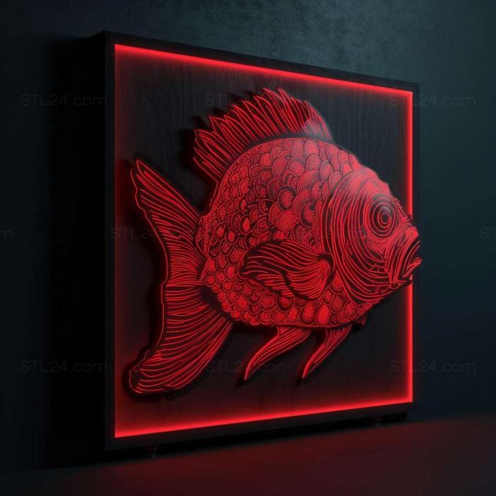 Природа и животные (Фальшивая красная неоновая рыбка 1, NATURE_2937) 3D модель для ЧПУ станка