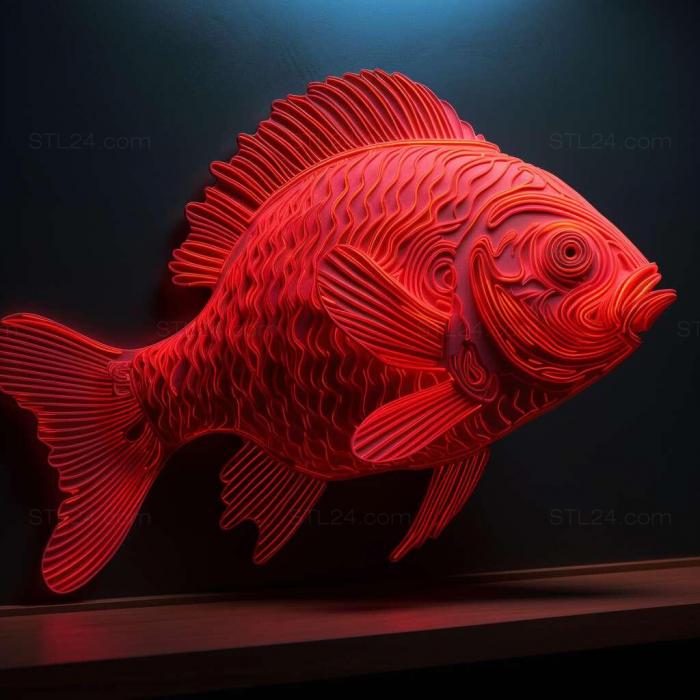 Nature and animals (False red neon fish 4, NATURE_2940) 3D models for cnc