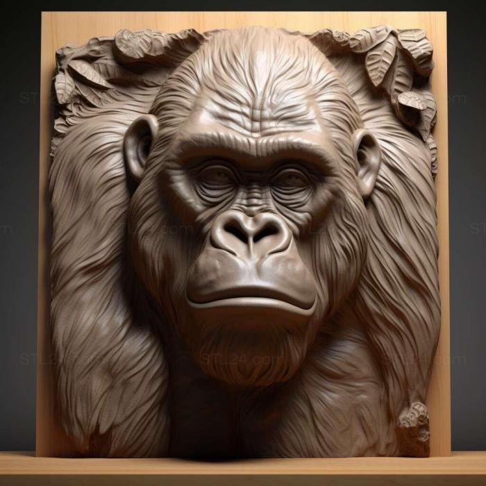 Nature and animals (gorilla 3d model 2, NATURE_2966) 3D models for cnc