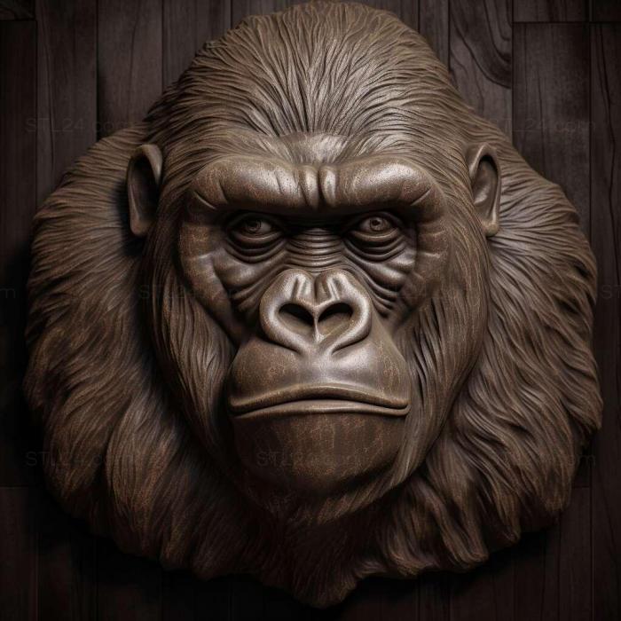 Nature and animals (gorilla 3d model 3, NATURE_2967) 3D models for cnc