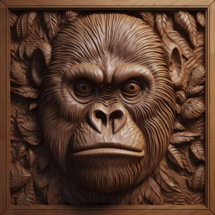 Nature and animals (st Coco gorilla famous animal 1, NATURE_297) 3D models for cnc
