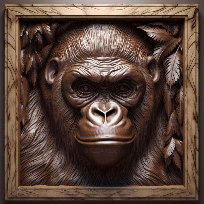 Nature and animals (st Coco gorilla famous animal 4, NATURE_300) 3D models for cnc