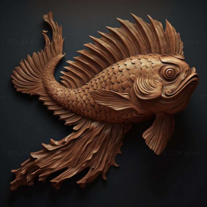 Nature and animals (st Fighting fish Dragon fish 2, NATURE_3034) 3D models for cnc