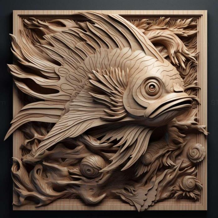 Природа и животные (Бойцовая рыба Рыба дракон 4, NATURE_3036) 3D модель для ЧПУ станка