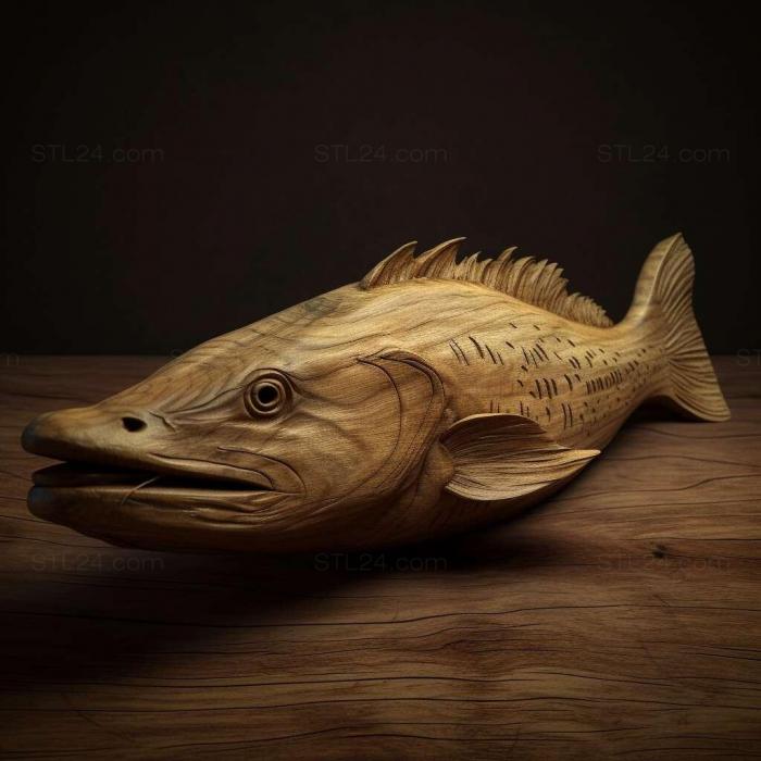 Природа и животные (Рыба-сом с плоским носом 3, NATURE_3055) 3D модель для ЧПУ станка