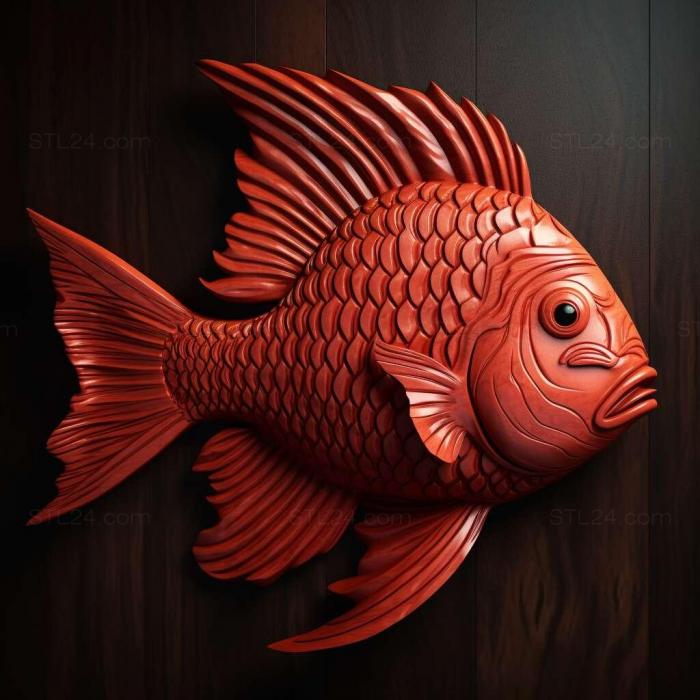 Nature and animals (Red parrot fish fish 1, NATURE_3205) 3D models for cnc