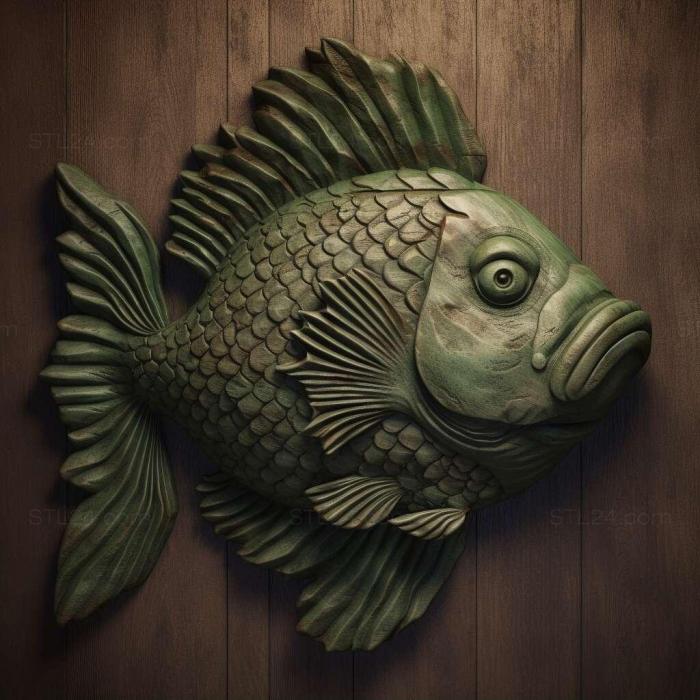 Nature and animals (Green puntius fish 1, NATURE_3285) 3D models for cnc