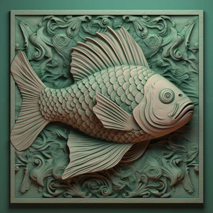 Nature and animals (Green puntius fish 2, NATURE_3286) 3D models for cnc