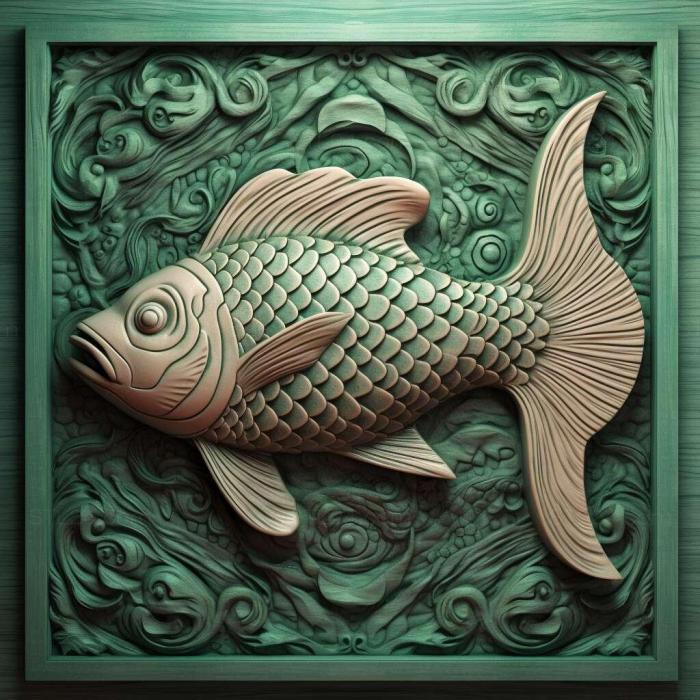 Nature and animals (Green puntius fish 3, NATURE_3287) 3D models for cnc