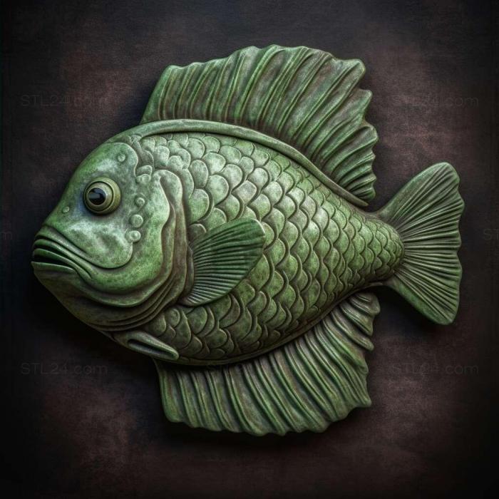 Зеленая рыба пунтиус 4