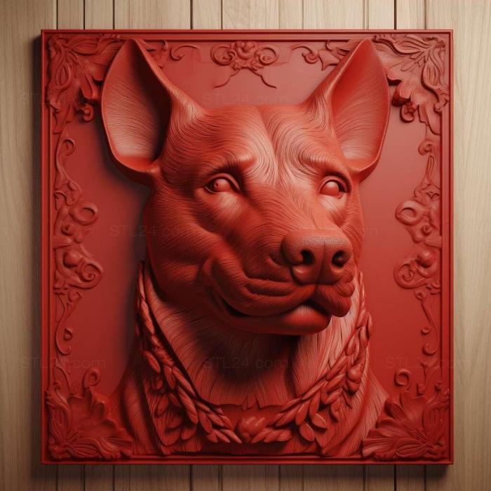 Nature and animals (Red Dog famous animal 2, NATURE_3310) 3D models for cnc