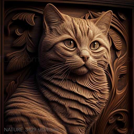 Природа и животные (Оскар кот знаменитое животное 1, NATURE_3429) 3D модель для ЧПУ станка