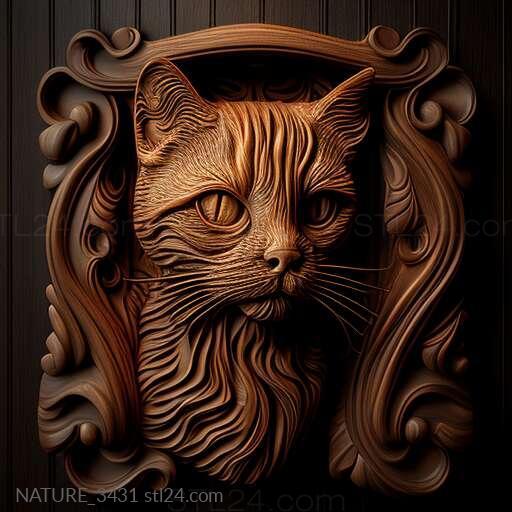 Природа и животные (Оскар кот знаменитое животное 3, NATURE_3431) 3D модель для ЧПУ станка