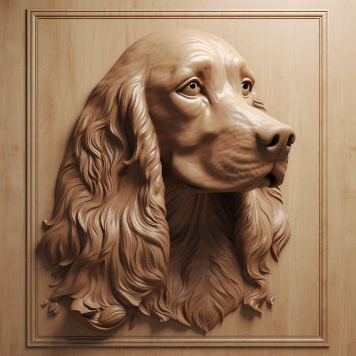 Nature and animals (st Picardy Spaniel dog 1, NATURE_3433) 3D models for cnc