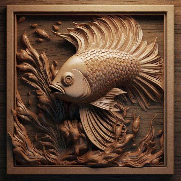 Nature and animals (Voilehvostaya fighting fish fish 2, NATURE_3450) 3D models for cnc