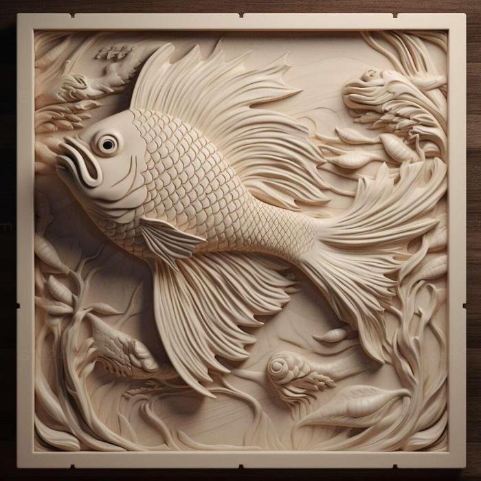 Природа и животные (Бойцовая рыба рыба 4, NATURE_3460) 3D модель для ЧПУ станка