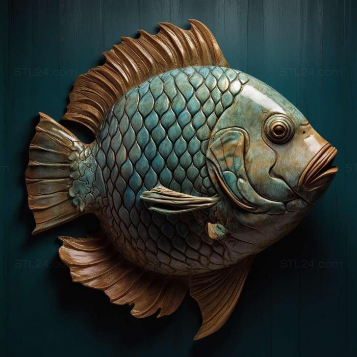 Nature and animals (st Cichlid parrot fish 3, NATURE_3487) 3D models for cnc