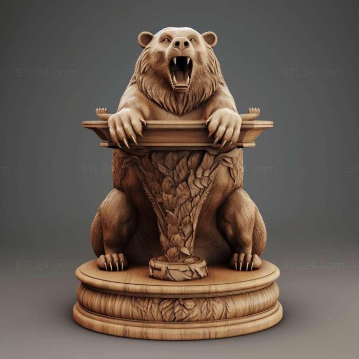 aggressive bear on carved podium 4