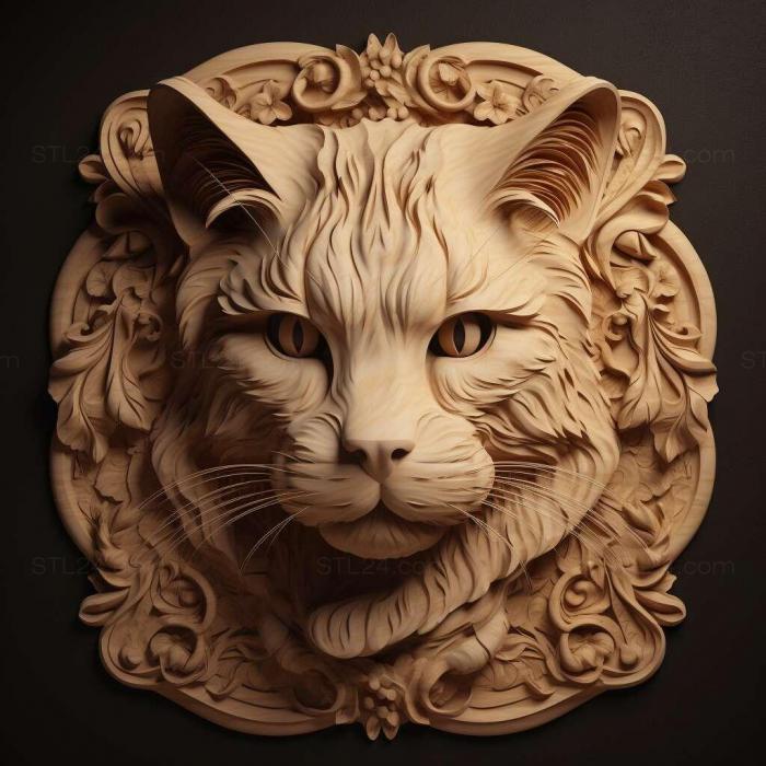 Nature and animals (st American Curl cat 1, NATURE_3509) 3D models for cnc