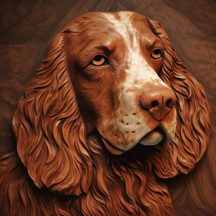 Nature and animals (Welsh Springer Spaniel dog 2, NATURE_3594) 3D models for cnc