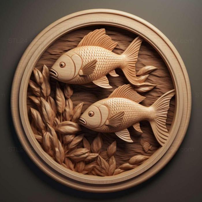 Nature and animals (Two tone labeo fish 2, NATURE_3602) 3D models for cnc