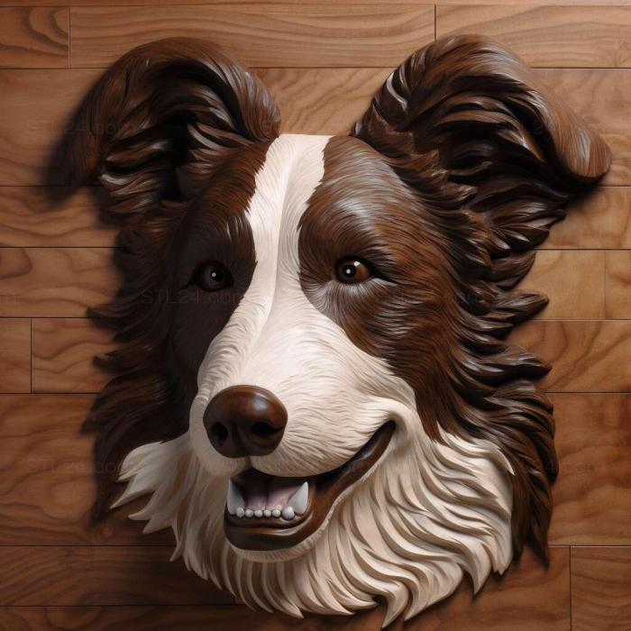 Природа и животные (Бордер-колли собака 4, NATURE_3644) 3D модель для ЧПУ станка