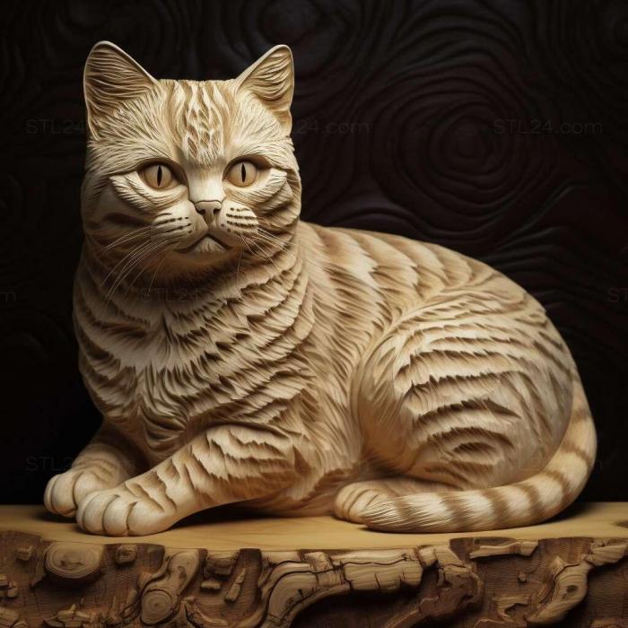 Nature and animals (st American Shorthair cat 2, NATURE_3726) 3D models for cnc