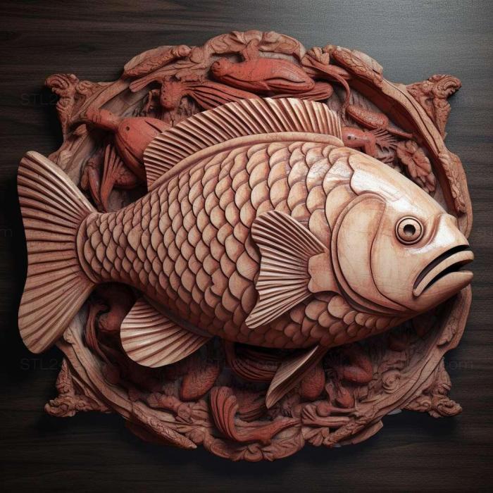 Природа и животные (Огненная рыба барбус 2, NATURE_3778) 3D модель для ЧПУ станка