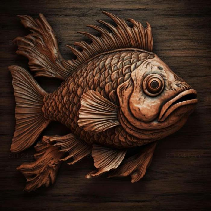 Природа и животные (Огненная рыба барбус 3, NATURE_3779) 3D модель для ЧПУ станка
