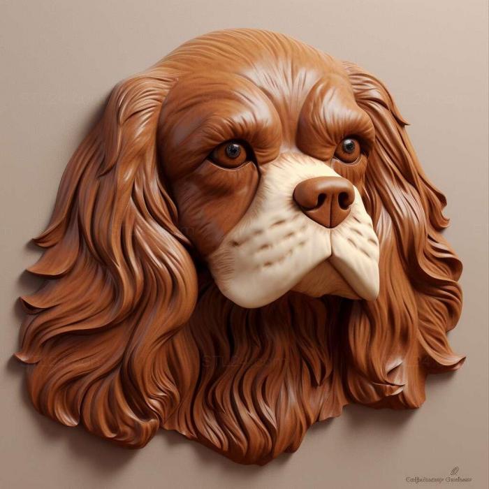 Природа и животные (Сент-кавалер Кинг Чарльз Спаниель собака 1, NATURE_3789) 3D модель для ЧПУ станка