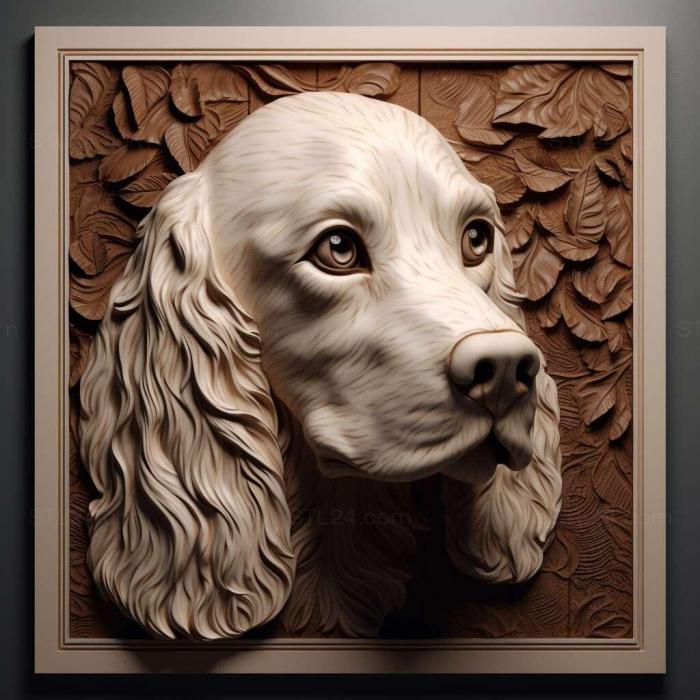 Природа и животные (Французский спаниель собака 2, NATURE_3802) 3D модель для ЧПУ станка