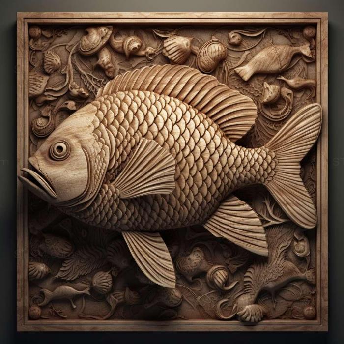 Природа и животные (Бриллиантовая рыба по-мюнхгаузски 2, NATURE_3806) 3D модель для ЧПУ станка