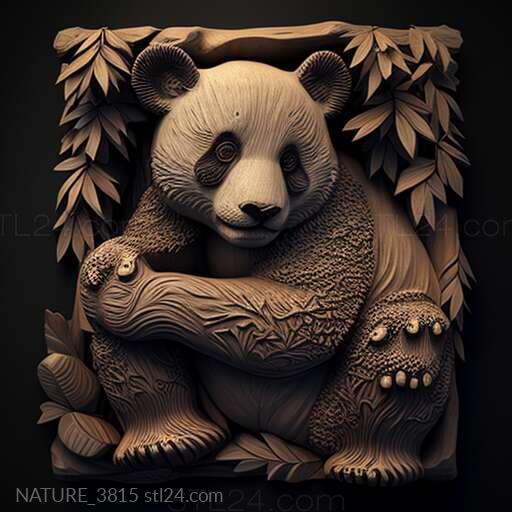 Природа и животные (Сент Лин Лин большая панда знаменитое животное 3, NATURE_3815) 3D модель для ЧПУ станка