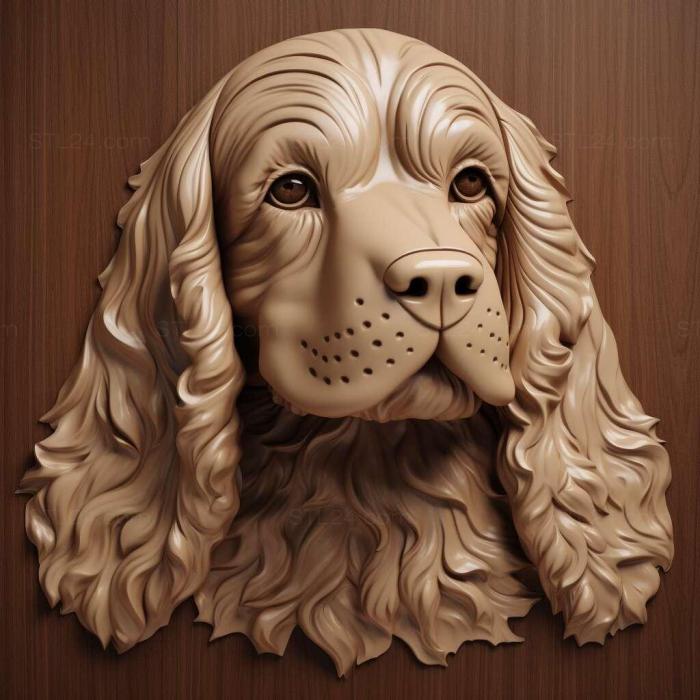 Природа и животные (Американский кокер-спаниель собака 2, NATURE_3834) 3D модель для ЧПУ станка