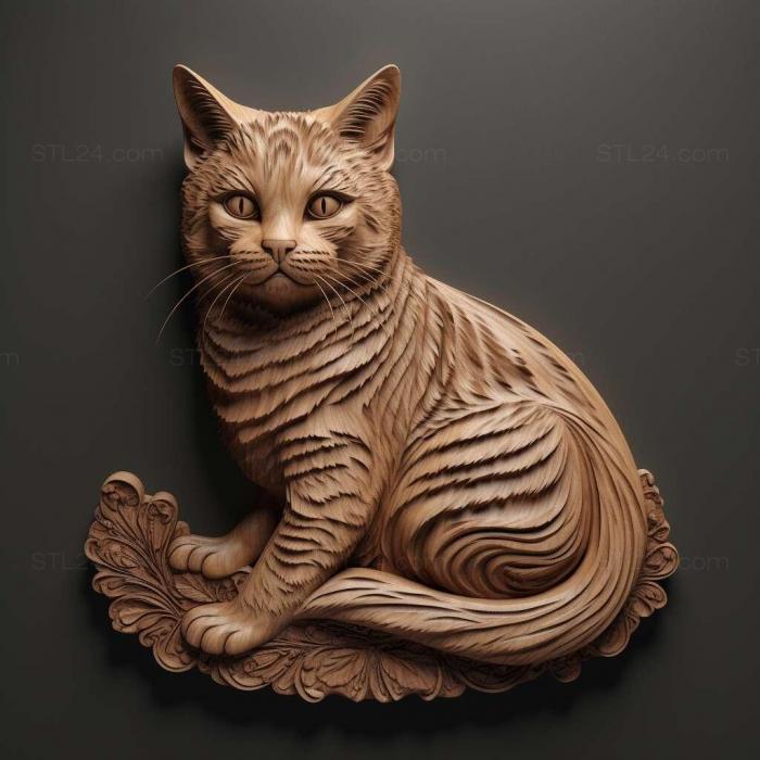 Nature and animals (st American Bobtail cat 1, NATURE_3893) 3D models for cnc