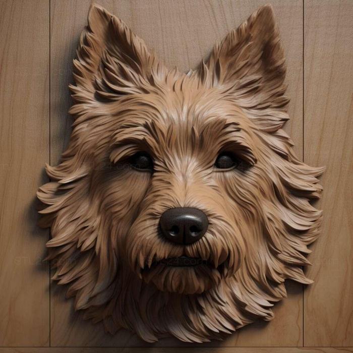 Природа и животные (Австралийский терьер собака 3, NATURE_3903) 3D модель для ЧПУ станка