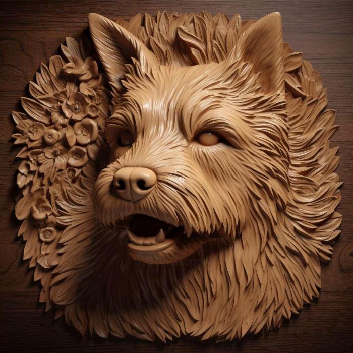 Природа и животные (Австралийский терьер собака 4, NATURE_3904) 3D модель для ЧПУ станка