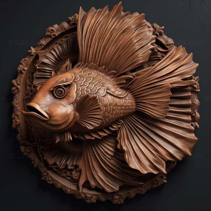 Природа и животные (Львиноголовая рыба 1, NATURE_3937) 3D модель для ЧПУ станка