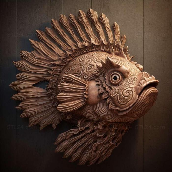 Природа и животные (Львиноголовая рыба 4, NATURE_3940) 3D модель для ЧПУ станка