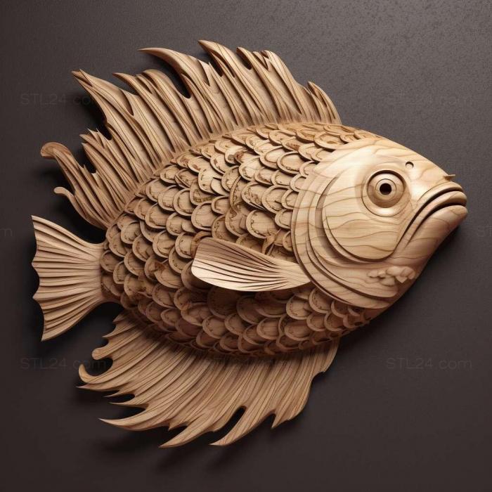 Nature and animals (Needle shaped farlovella fish 1, NATURE_3957) 3D models for cnc